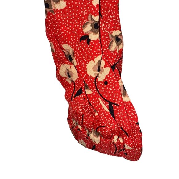 Lovestitch Women's Red Floral Long Sleeve Blouse L With Square Neckline & Peplum - Picture 7 of 11